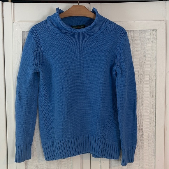 J. Crew Sweaters - VINTAGE J Crew Roll Neck Sweater women’s XS blue cotton Chunky Fisherman 90s